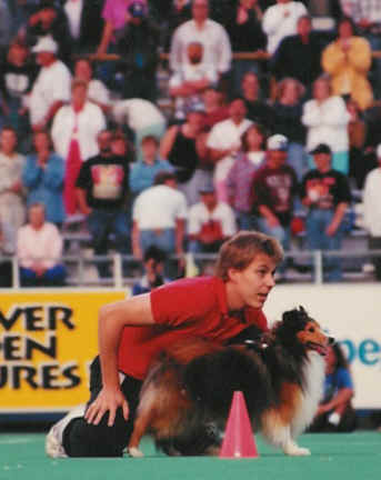 Brad and Shaun at a Winnipeg Blue Bomber CFL halftime show (August 1994)