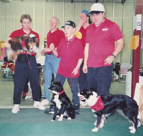 Shaun winning Divison 1 at a Minneapolis flyball tournament (Febuary 1994)